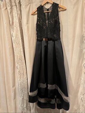 Nicole Bakti Black Evening Dress with Lace Accents